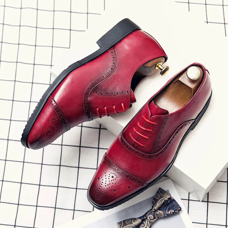 Handmade Fashion Mens Brogue Luxury Big Size 47 Wedding Party Leather Business Oxfords Dress Casual Formal Shoes Loafers for Men