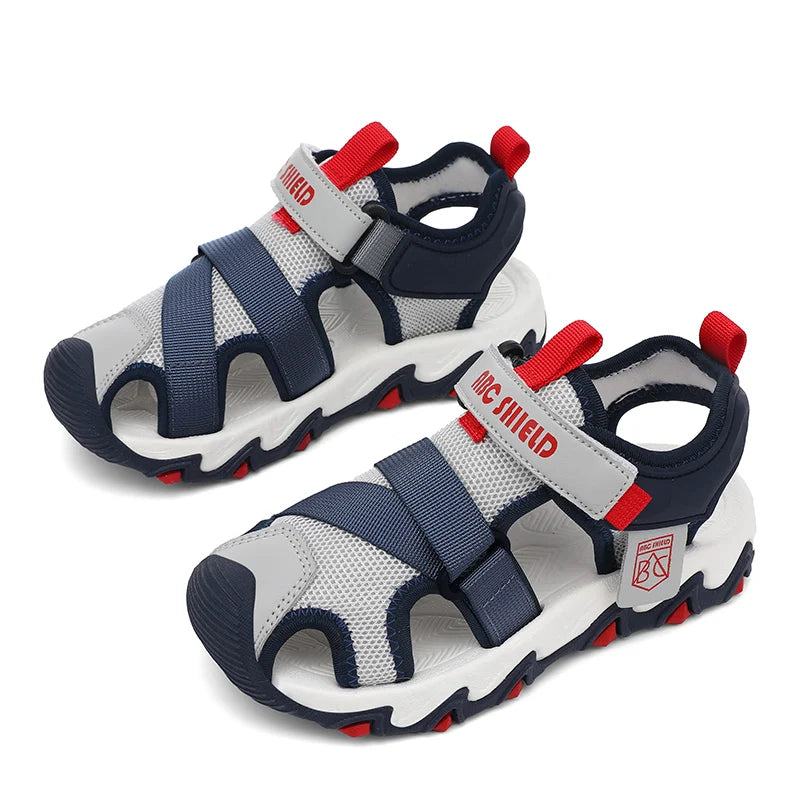 Knit Fabric Children Shoes Boy Sandals Rubber Sole Anti-slip Kids Beach Water Shoes Summer Casual Sports Sandals for Boy Sneaker