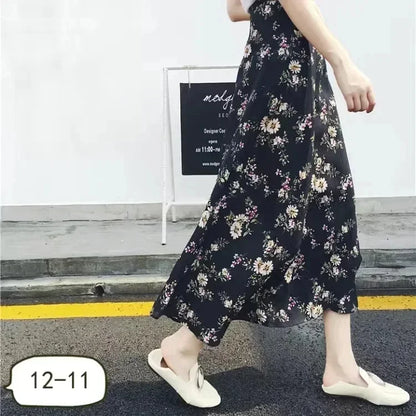 Wrap Skirts Women Casual Chiffon Tie-Waist Ruffle Wide Leg Loose