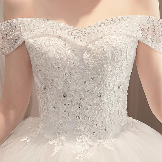 Wedding Dress Wholesale Lace up Embroidery Bride Marriage Dresses White Ball Gown Factory Christmas Carnival Plus Size