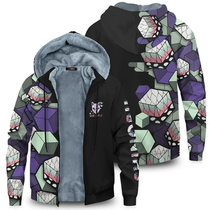 Anime Velvet Thick Warm Winter Oversized Hoodie Coat Zip Up Sweatshirt Winter Top Plus Size Coat Plush Jackets