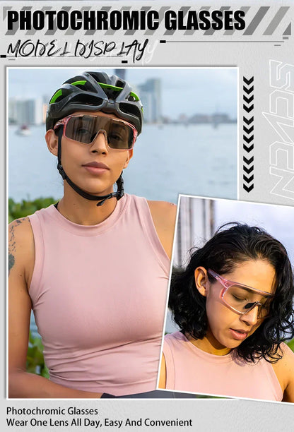 Photochromic Cycling Sunglasses Cycling Glasses UV400 Bicycle Eyewear Sports MTB Outdoor Bike Goggles Sunglasses Eyepieces