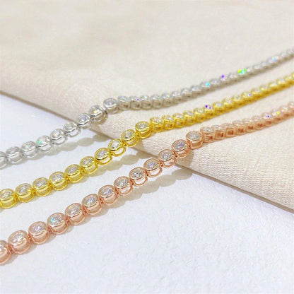 GRA Certified 2/3mm Moissanite Tennis Bracelets S925 Silver Round Bubble Lab Diamond Hand Chain for Women Men Fine Jewelry