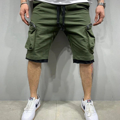 Mens Summer Cargo Shorts Cotton Workout Fitness Shorts Breathable Jogger Training Gyms Bodybuilding Multi Pocket Yellow Shorts