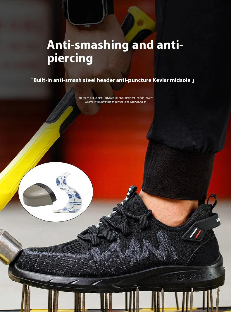 Light Breathable Sneaker Safety Shoes Steel Toe Shoes for Men Anti-slip Anti-impact Anti-puncture Outdoor Work Security Shoes