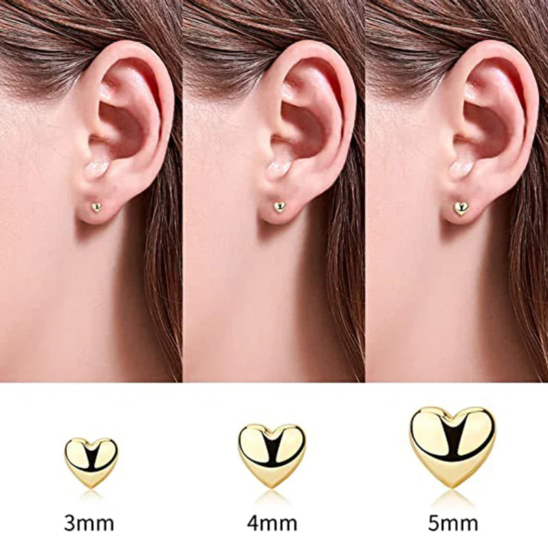 3pcs/set Bling Zircon Earring 925 Sterling Silver Cute Mini Heart Star Stud Earrings Ear Bone Earlobe Piercing Jewerly