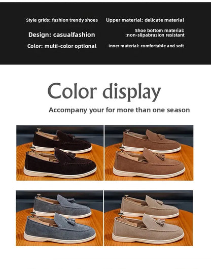 Unisex Lightweight Flat Bottom Tassel Casual Shoes Fashionable Versatile Large Size Men's Shoes Business Casual Slip-On Loafers
