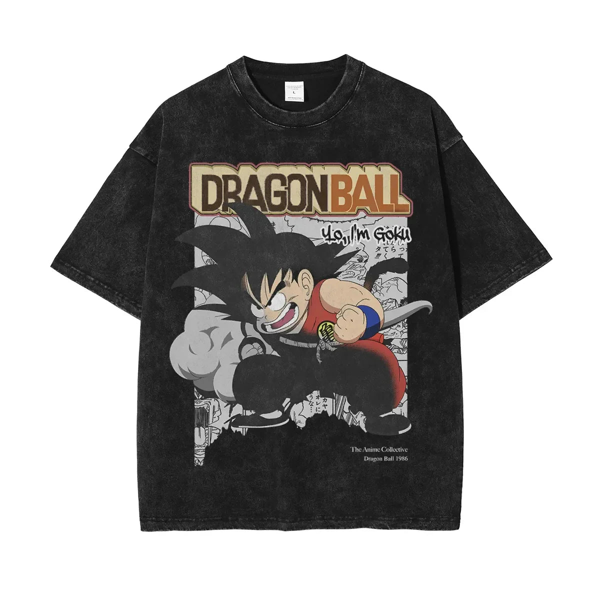 Retro Washed T-shirt Wukong Demon Man Buou Pure Cotton Cartoon Men's and Women's Animation Short-sleeved Clothing