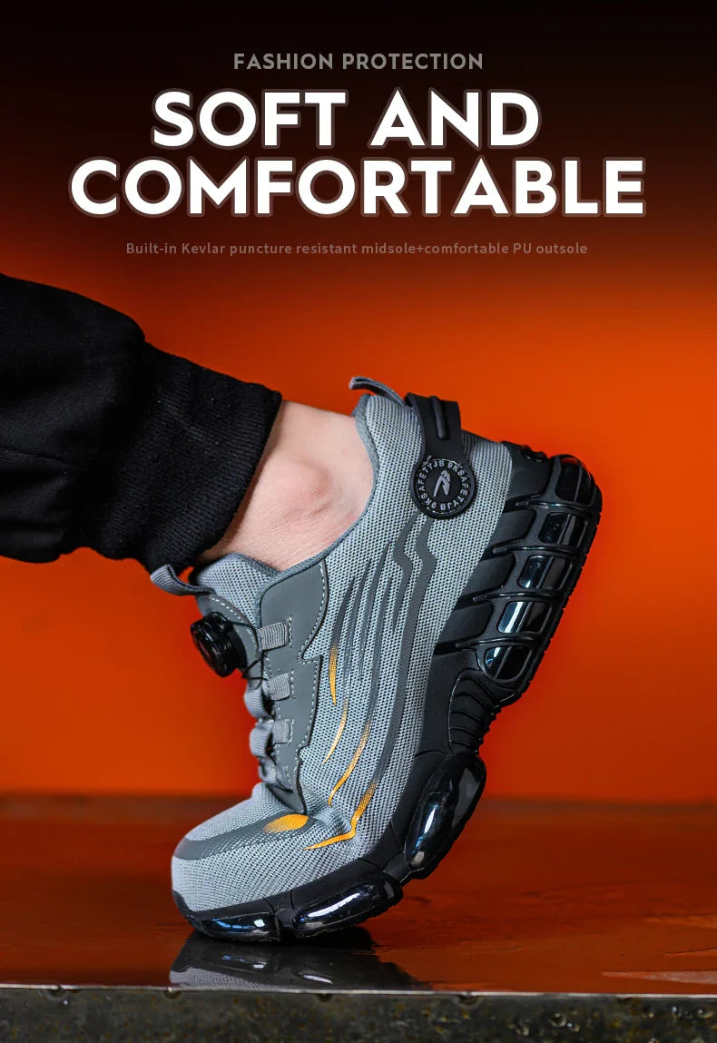Rotating Button Safety Shoes Men Anti-smash Anti-puncture Work Shoes Fashion Men Sport Shoes Security Protective Boots 36-50