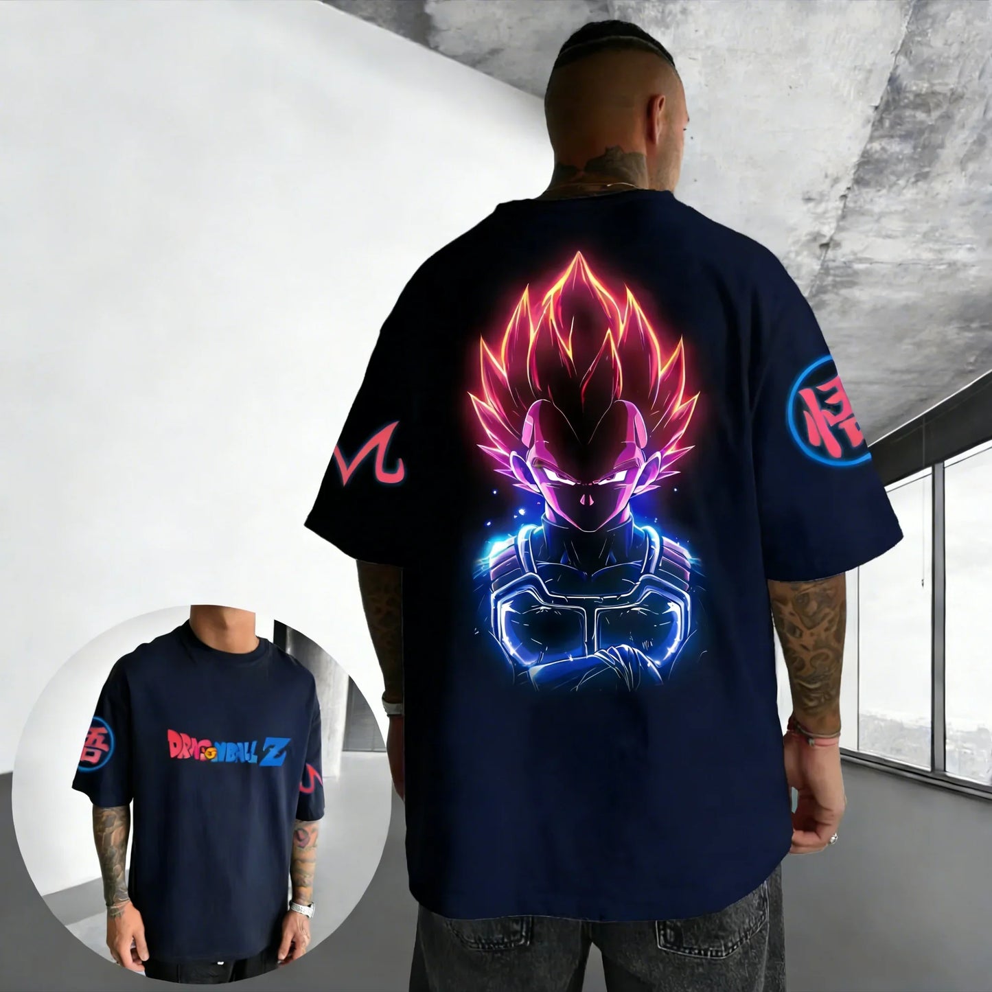 T-shirt Summer New Vegeta Print Men and Women Harajuku Loose Casual Parent-child Short Sleeved Shirt