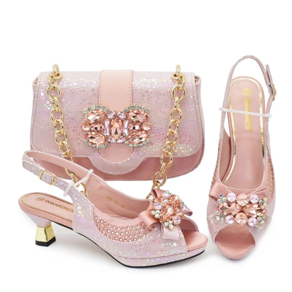 Lastest Italian Design Fashion Style Ladies Shoes with Matching Bag Set 2026 Nigerian Shoes and Bag Set! HX1-1