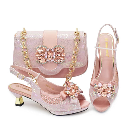 Lastest Italian Design Fashion Style Ladies Shoes with Matching Bag Set 2026 Nigerian Shoes and Bag Set! HX1-1
