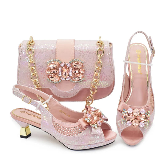 Lastest Italian Design Fashion Style Ladies Shoes with Matching Bag Set 2026 Nigerian Shoes and Bag Set! HX1-1