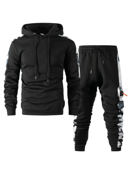 Men's Tracksuit Hoodie Sets Camouflage Hand  Hooded Leisure Suit Man Sweatshirt Pants Tactical Sweat Sports Suit