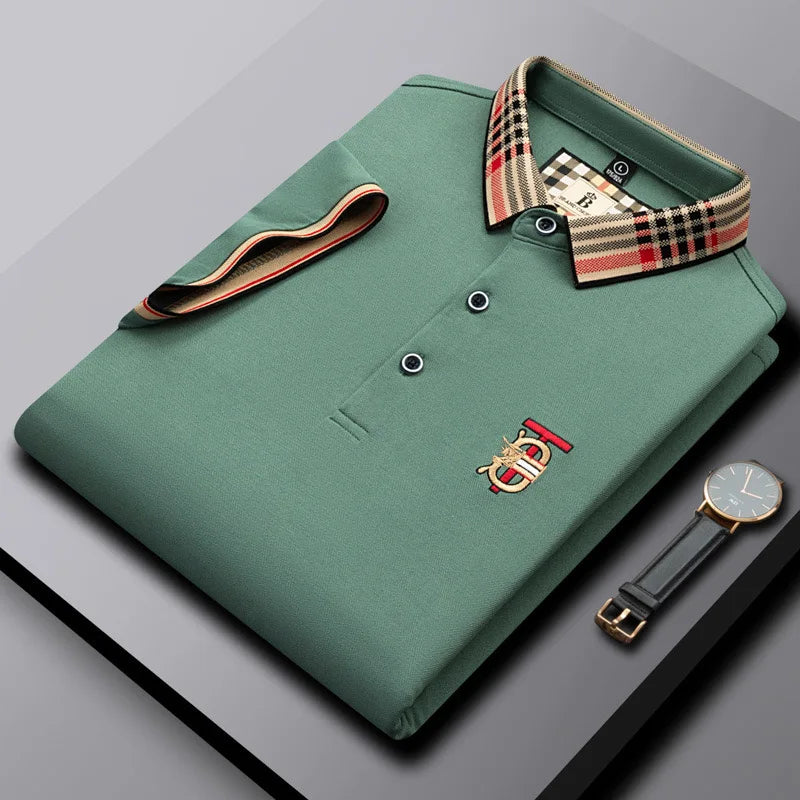 Fashion designer brand short sleeve men's polo shirt new lapel top high-end embroidery summer breathable casual Paul T-shirt