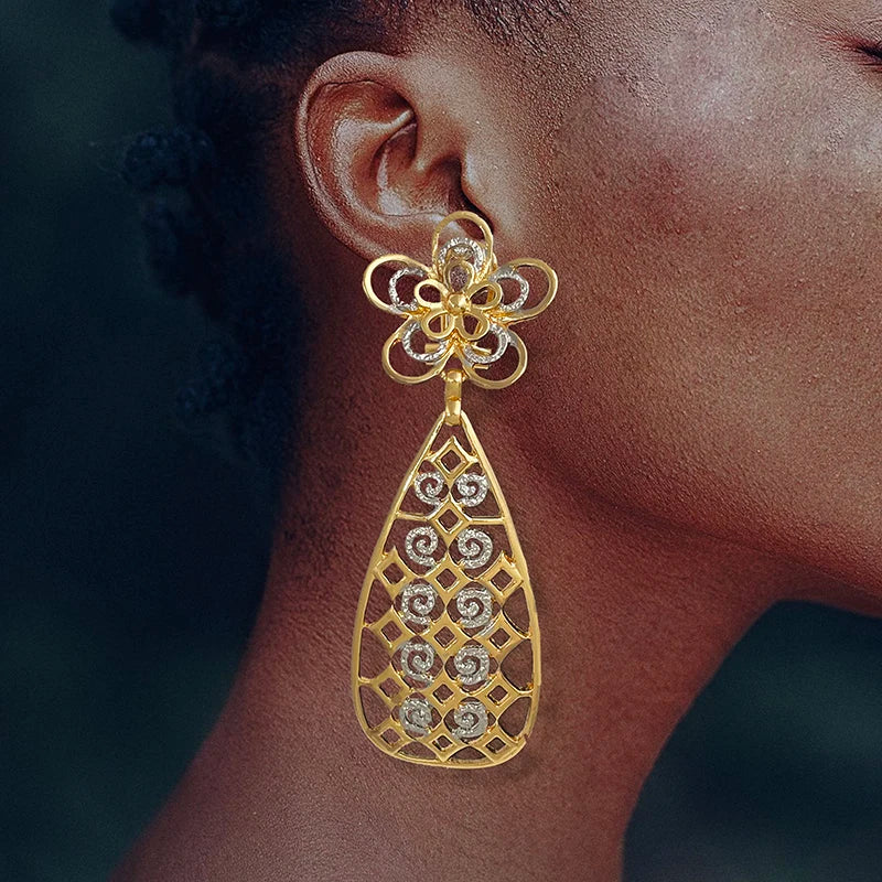 Gold Color Earrings For Women Fashion Jewelry 18k Gold Plated Big Drop Earrings Wedding Party Accessories Gift Trending