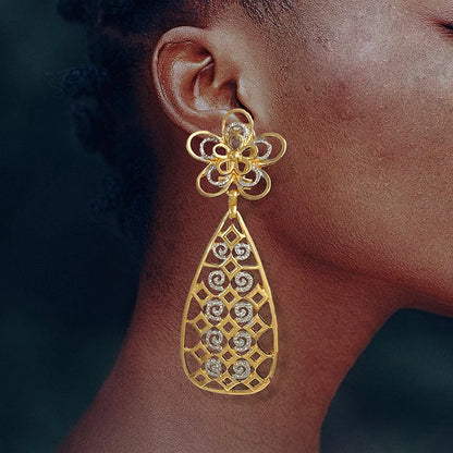 Gold Color Earrings For Women Fashion Jewelry 18k Gold Plated Big Drop Earrings Wedding Party Accessories Gift Trending