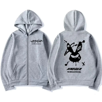 Ateez The World Ep. Fin Will Album Tour 2024 Zipper Hoodies Men Women Korean Fashion Zip Up Sweatshirt Casual Jacket Hoodie Tops