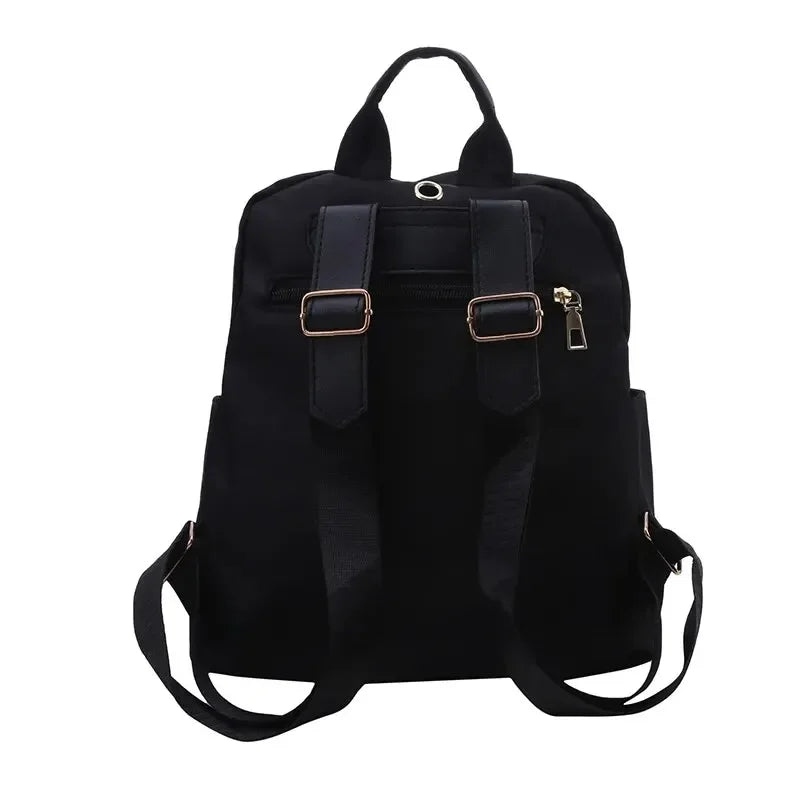 Simple Large Capacity Black Travel Backpack Women's Harajuku Style Student Backpack Unisex High Street Style Backpack