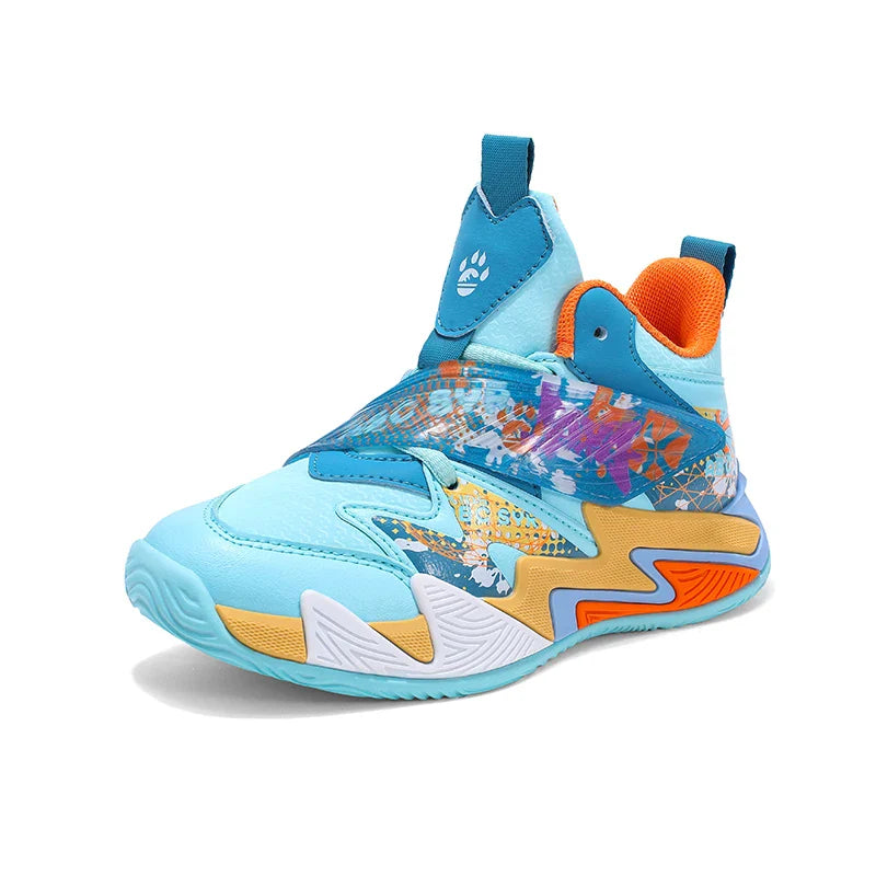 Kids Basketball Shoes Tactical Boots Ankle Support Sneakers Breathable Boys Girls Sports Shoes Shock-absorbing Athletic Shoes