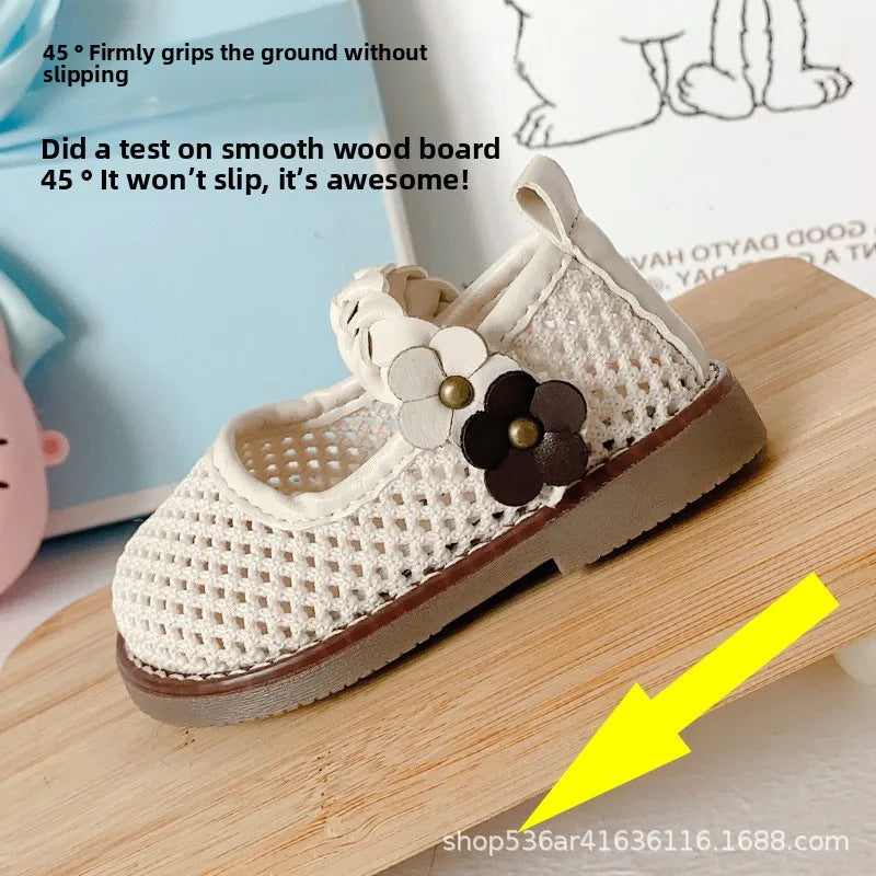 Girls Walking Shoes Lace Mesh Bows Kids Princess Shoes Non-slip Shiny Sequins 2025 New Children Flat Shoes Soft Sole Non-slip
