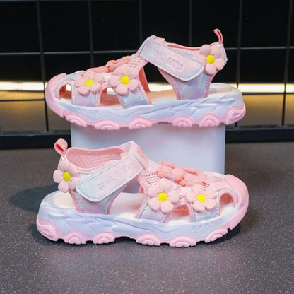 Summer Sport Sandals For Girls PU Leather Waterproof Beach Running Footwear For Children  Hollow Out Teenager Kid's Sneakers