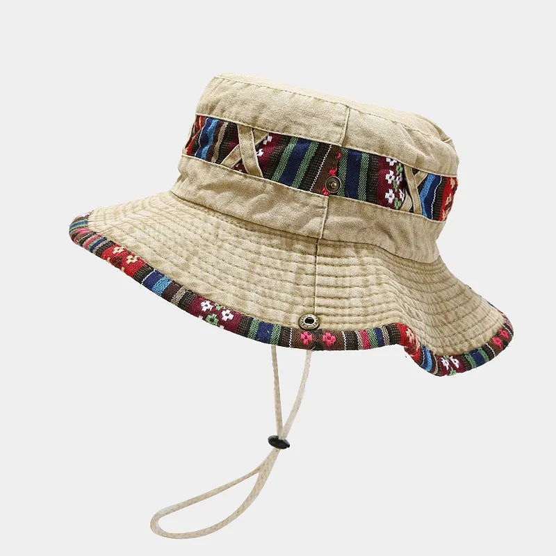 Cotton National Wind Solid Color Bucket Hat Outdoor Travel Sun Cap For Men And Women 15