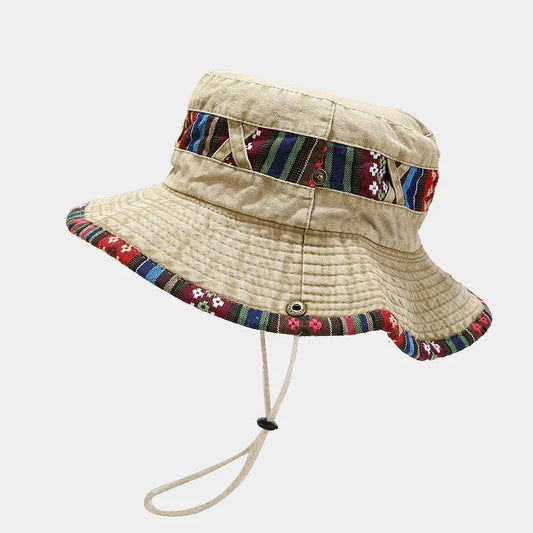 Cotton National Wind Solid Color Bucket Hat Outdoor Travel Sun Cap For Men And Women 15