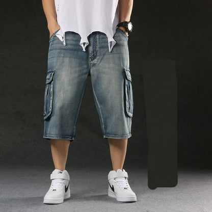 2025 Men‘s New Mens Plus Size Loose Baggy Denim Shorts Fashion Streetwear Hip Hop Skateboard Cargo Jeans Short for Male Men