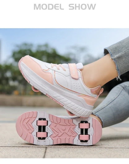 Roller Skate Shoes Kids Autumn 2024 Children Fashion Casual Sports Toy Birthday Gift Games Boys 4 Wheels Sneakers Girls
