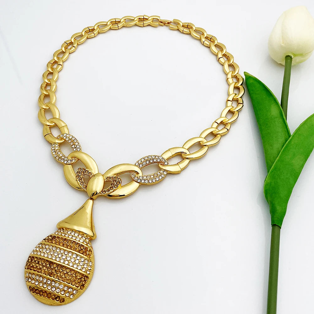 Elegant Dubai Women Jewelry Sets Luxury Design Necklaces Earrings Ring Bracelet Daily Wear Parties Vacations Ideal Gift