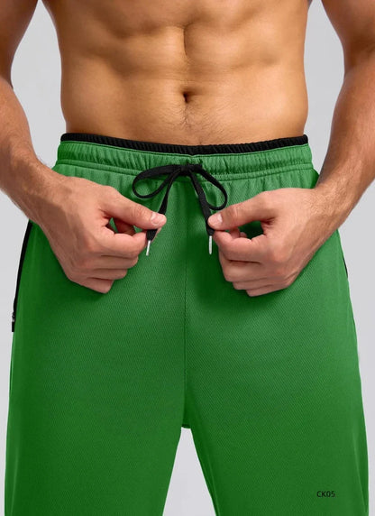 Men's sports pants spring and summer mesh breathable sports pants men's running and jogging sports pants fashionable solid color