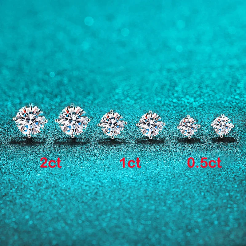 White Gold Plated 1-4ct Moissanite Earring Studs for Women 4 Claws Brilliant Halo Lab Diamond Jewelry S925 Solid Silver