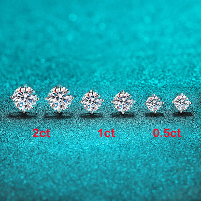 White Gold Plated 1-4ct Moissanite Earring Studs for Women 4 Claws Brilliant Halo Lab Diamond Jewelry S925 Solid Silver