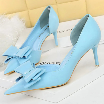 Shoes Bow-knot Woman Pumps Stiletto 10.5 Cm Women Basic Pump Pointed Toe Classic Pumps Sexy High Heels Women Shoes 2026