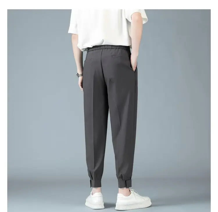 Pleats Men's Casual Harem Pants Japanese Style Fashion Loose Pants Harajuku Male Feet Solid Color Youth Trousers Streetwear