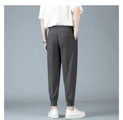 Pleats Men's Casual Harem Pants Japanese Style Fashion Loose Pants Harajuku Male Feet Solid Color Youth Trousers Streetwear