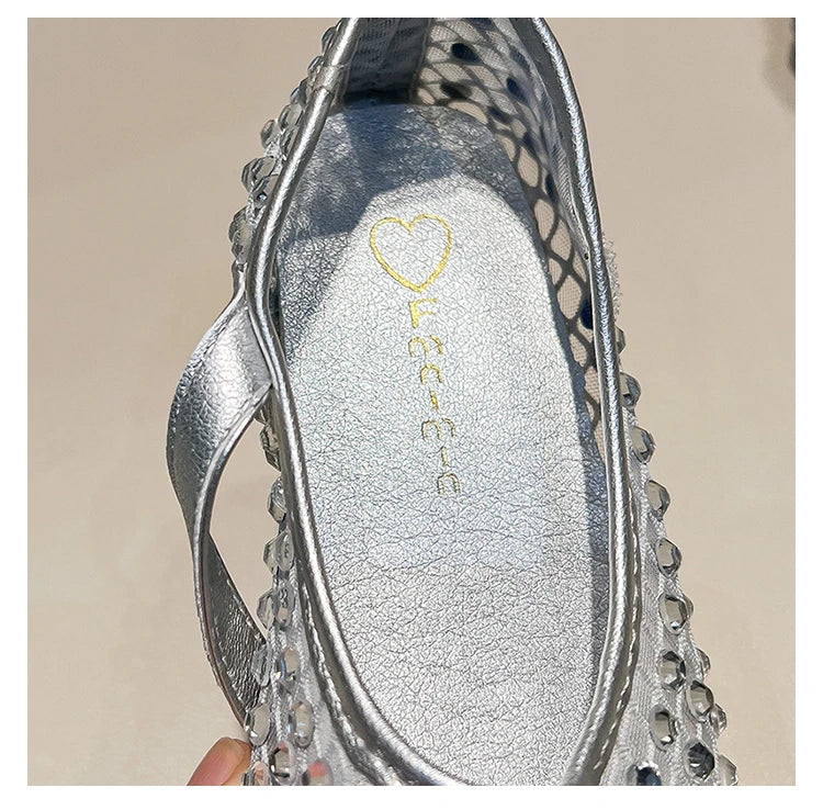 Children's Summer Sandals New Soft Bottom Kids Sandals for Girls Fashion Sequin Causal Beach Shoes Non-slip Breathable Mesh