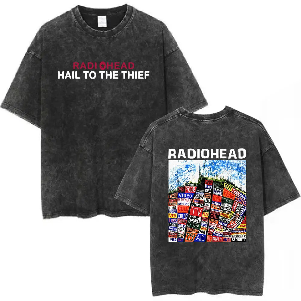 Rock Band Washed Cotton T Shirt Men Women Hip Hop Music Tee Fashion Short Sleeve Tshirt Summer Oversized T-shirts Tops