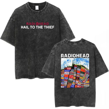 Rock Band Washed Cotton T Shirt Men Women Hip Hop Music Tee Fashion Short Sleeve Tshirt Summer Oversized T-shirts Tops