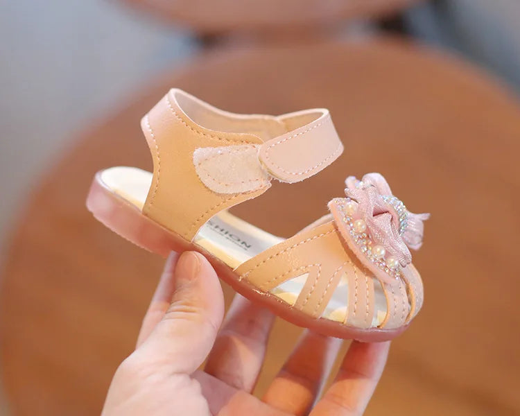 Summer Baby Girls Sandals Bowtie Fashion Pink Princess Toddler Shoes Soft Sole Baby Shoes 0-3 Years chaussure enfant fille