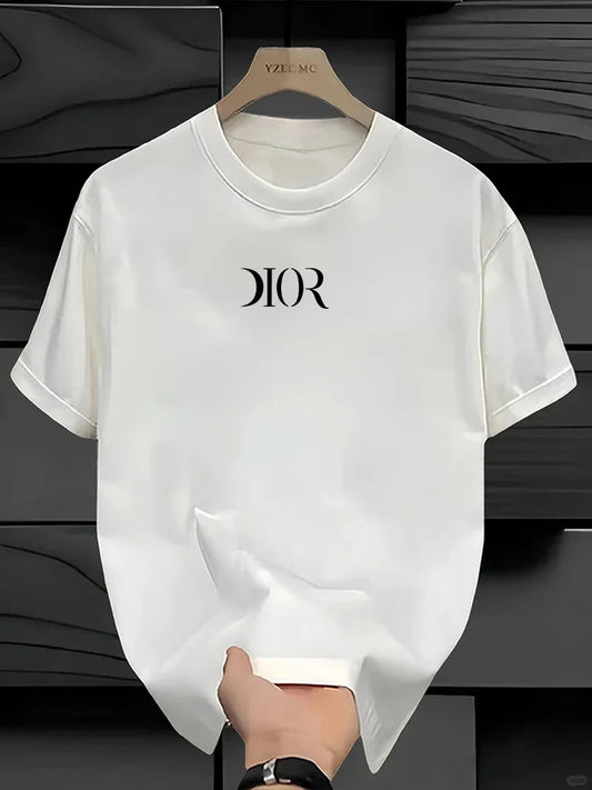 New Summe Luxury Brand T-shirt Pure Cotton Flat Print Large Size Round Neck Short Sleeve Men's and Women's Top T-shirt