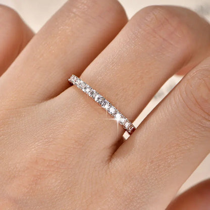 14k Gold Filled Full Eternity Ring Sparkling 2mm D Color Moissanite Stackable Band Finger Jewelry for Womem GRA Cerificate