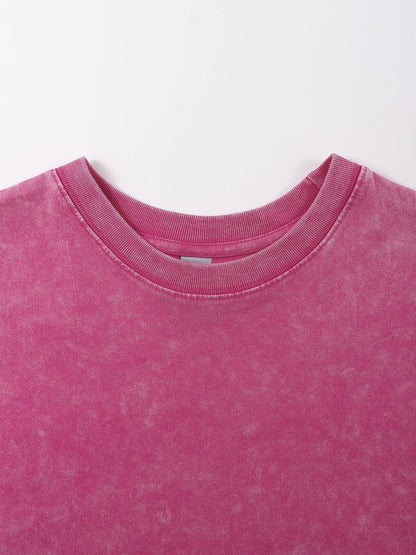 Rich Colors Simple Flowers Print Washed Female T-Shirt Summer Breathable T-Shirt Cotton Soft Short Sleeve All-Match Streetwear