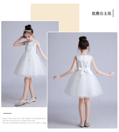 Summer Children Girls Sundress Young Teenagers Girls Sleeveless Princess Evening Dress 3-12Y Kids Girls Puffy Tulle Dress