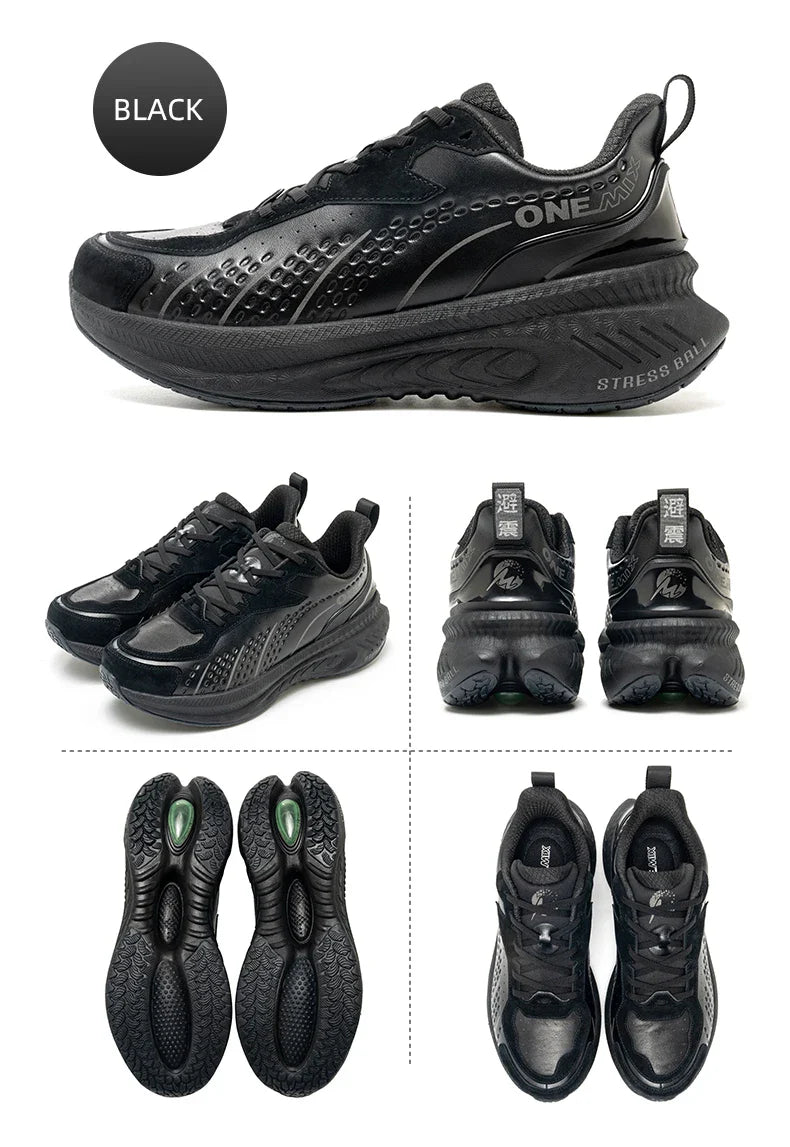 Winter Running Shoes for Men Leather Warm Sport Shoes Wear-resistant Female Jogging Training Shoes Black Walking Sneakers