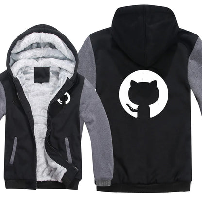 Hoodies Men Coat Winter Warm Fleece Github Programmer Sweatshirts Jacket