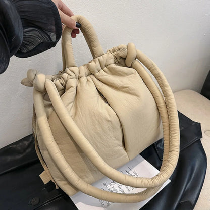 Women's Casual Single-shoulder Bag Large Capacity Nylon Backpack Women's Down Cotton Winter Tote Bag Portable Makeup Handbag