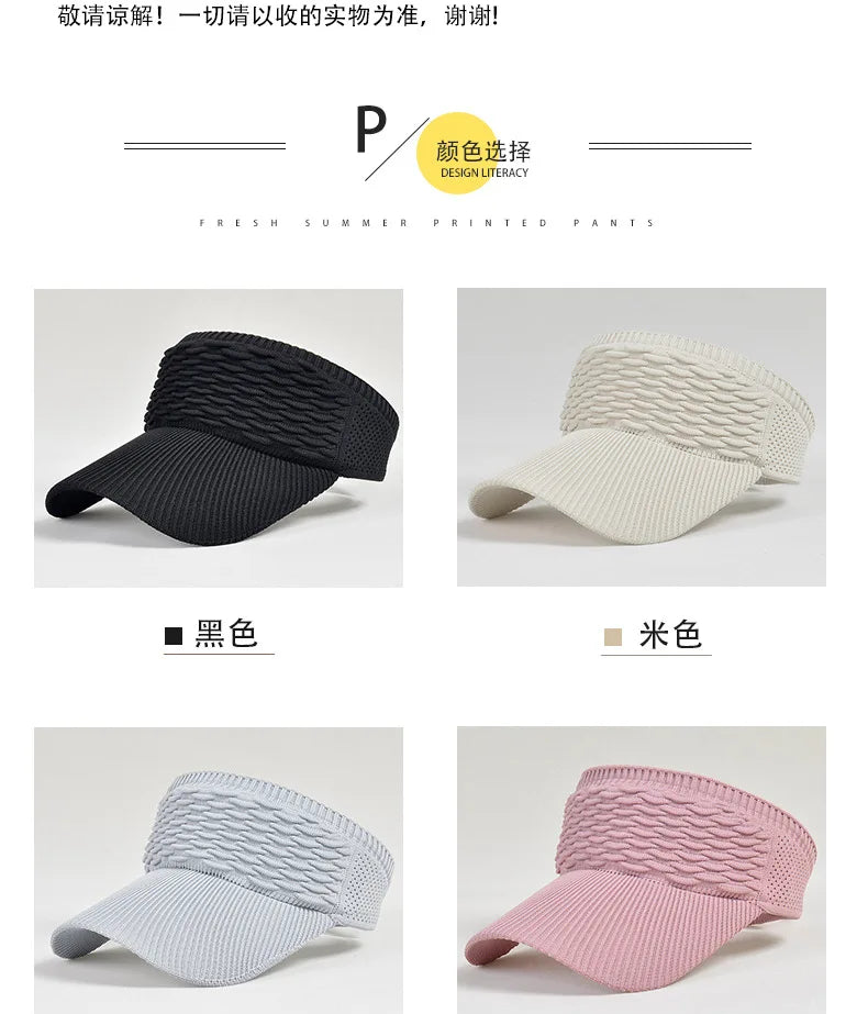 Anti-UV Sun Hats Breathable Adjustable Empty Top Visor Caps for Men