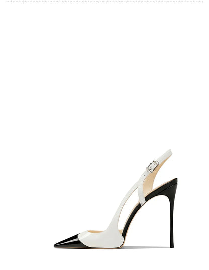 White patent leather design with a high-end and non tiring foot feel. 2025 new pointed and slim heeled high heels for women